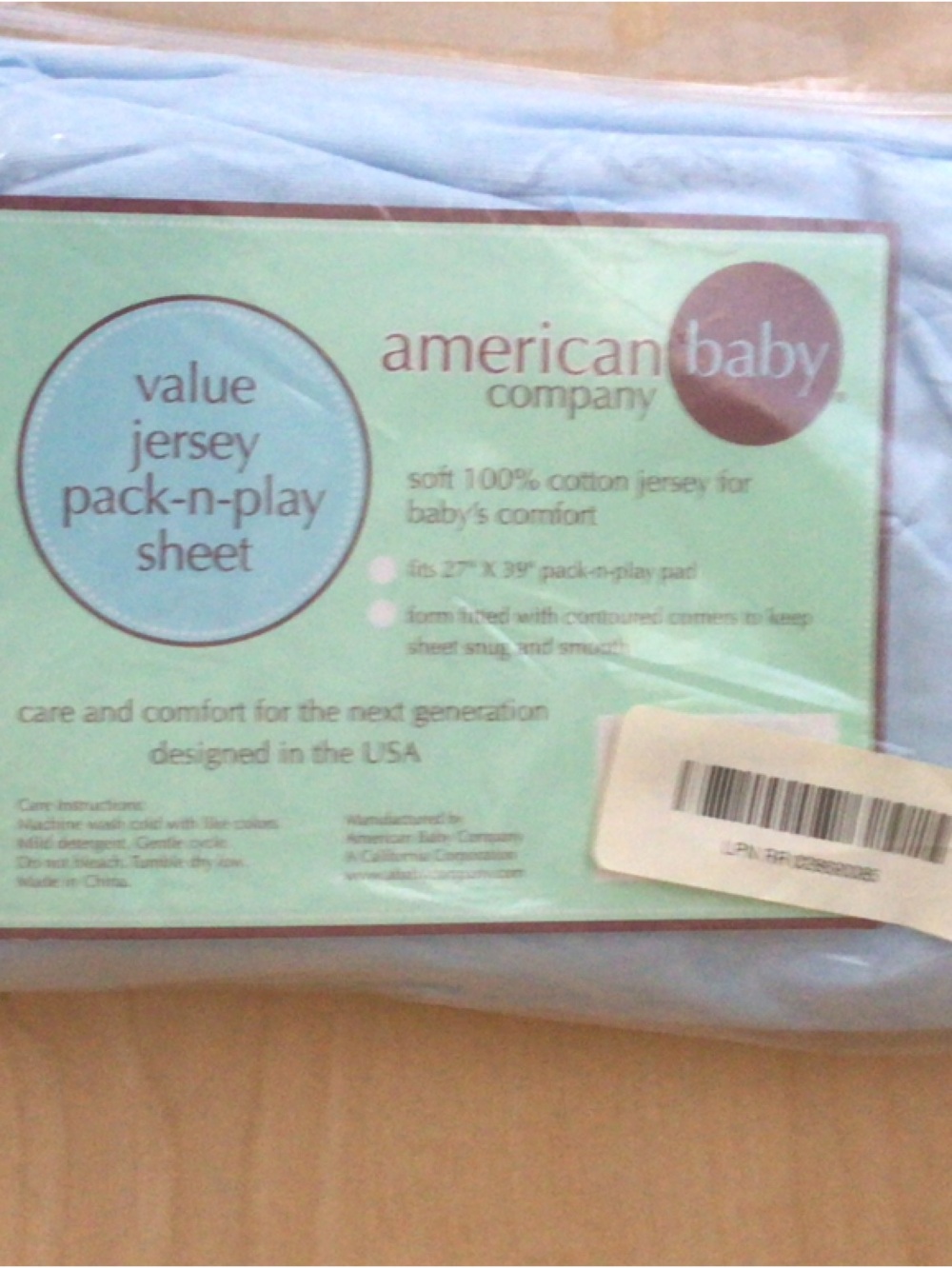 American Baby Light Blue Jersey Pack-n-Play Sheet